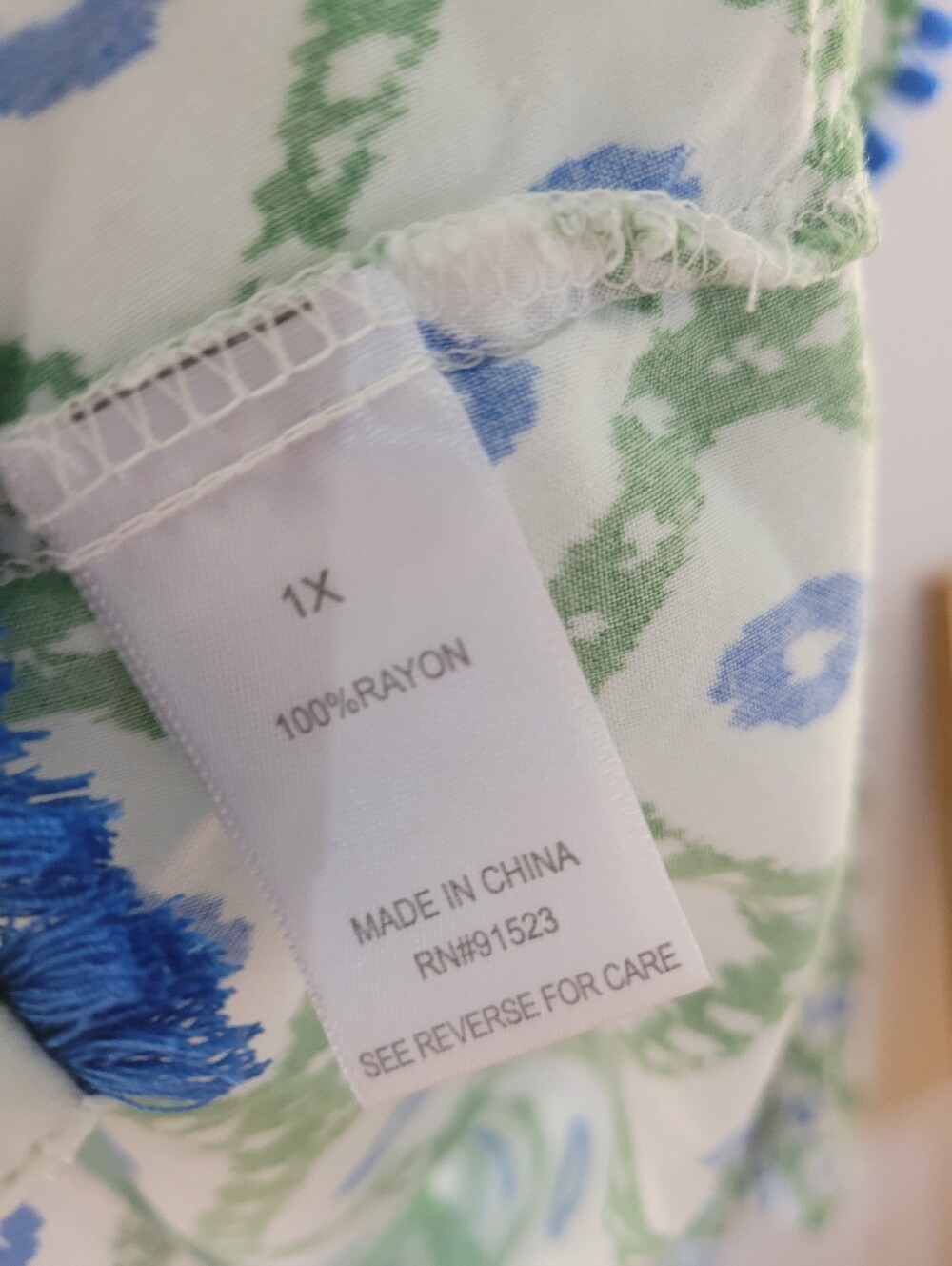 Jaclyn Intimates 1X Green & Blue Geometric Button-Front Pajama Set - Picture 6 of 9